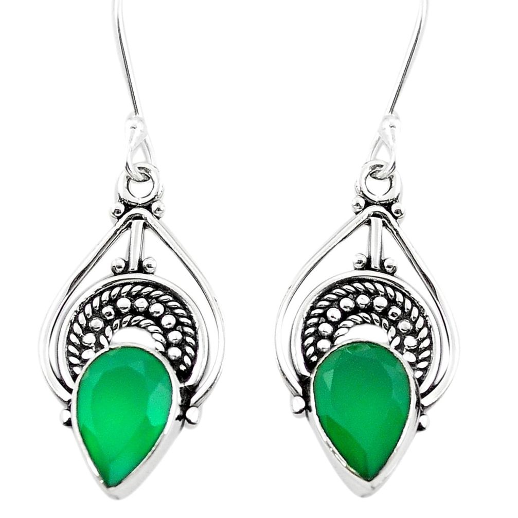 Natural green emerald 925 sterling silver dangle earrings jewelry m42575