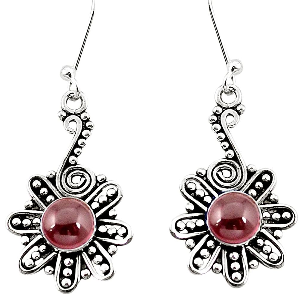 Natural red garnet 925 sterling silver dangle earrings jewelry m42743