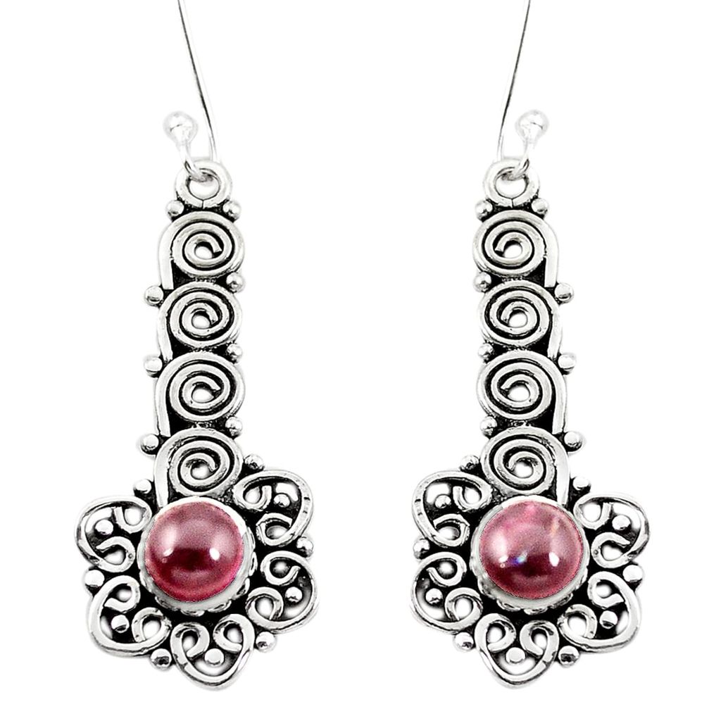 Natural red garnet 925 sterling silver dangle earrings jewelry m42766