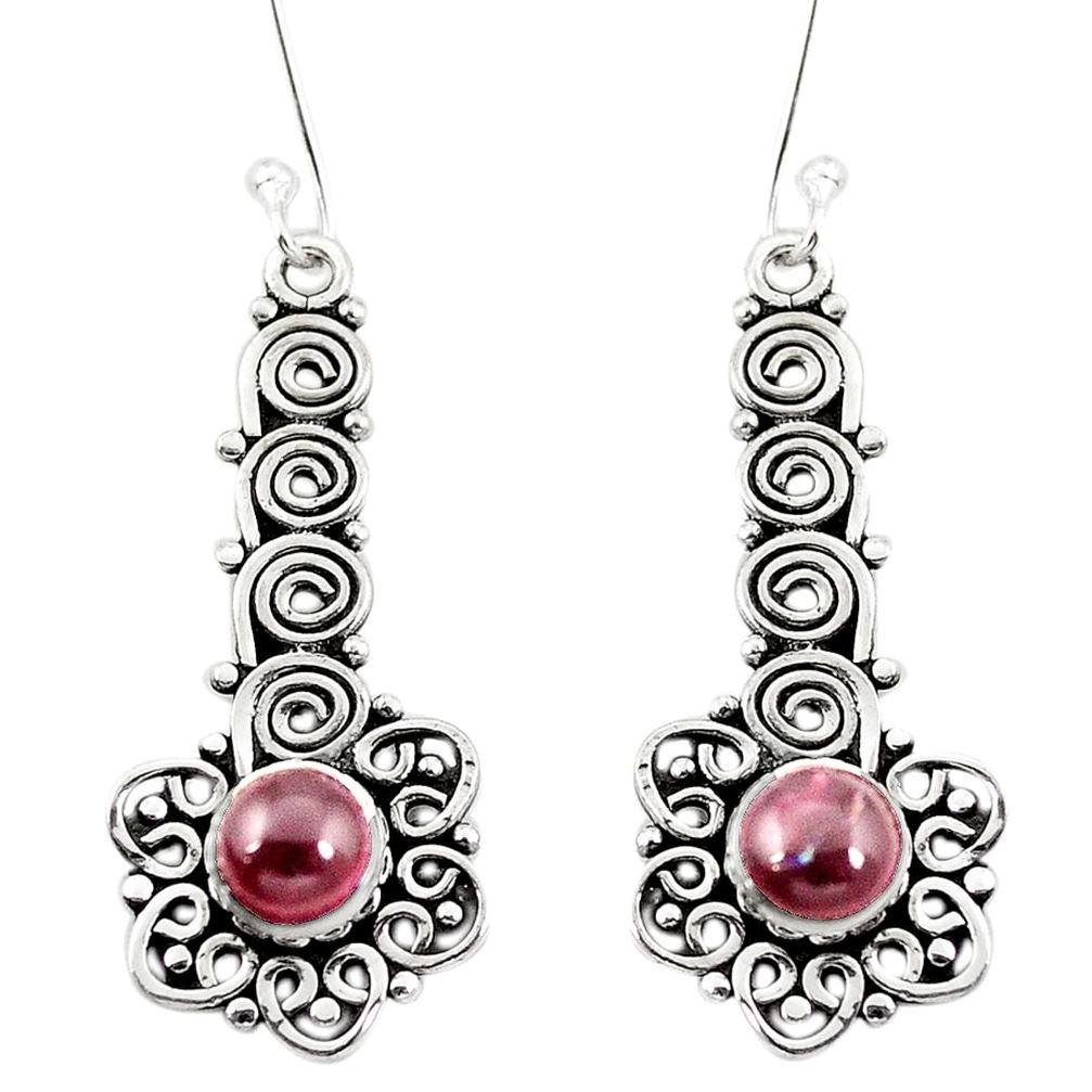 Natural red garnet 925 sterling silver dangle earrings jewelry m42767