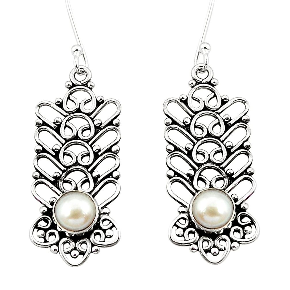 Natural white pearl 925 sterling silver dangle earrings jewelry m42782