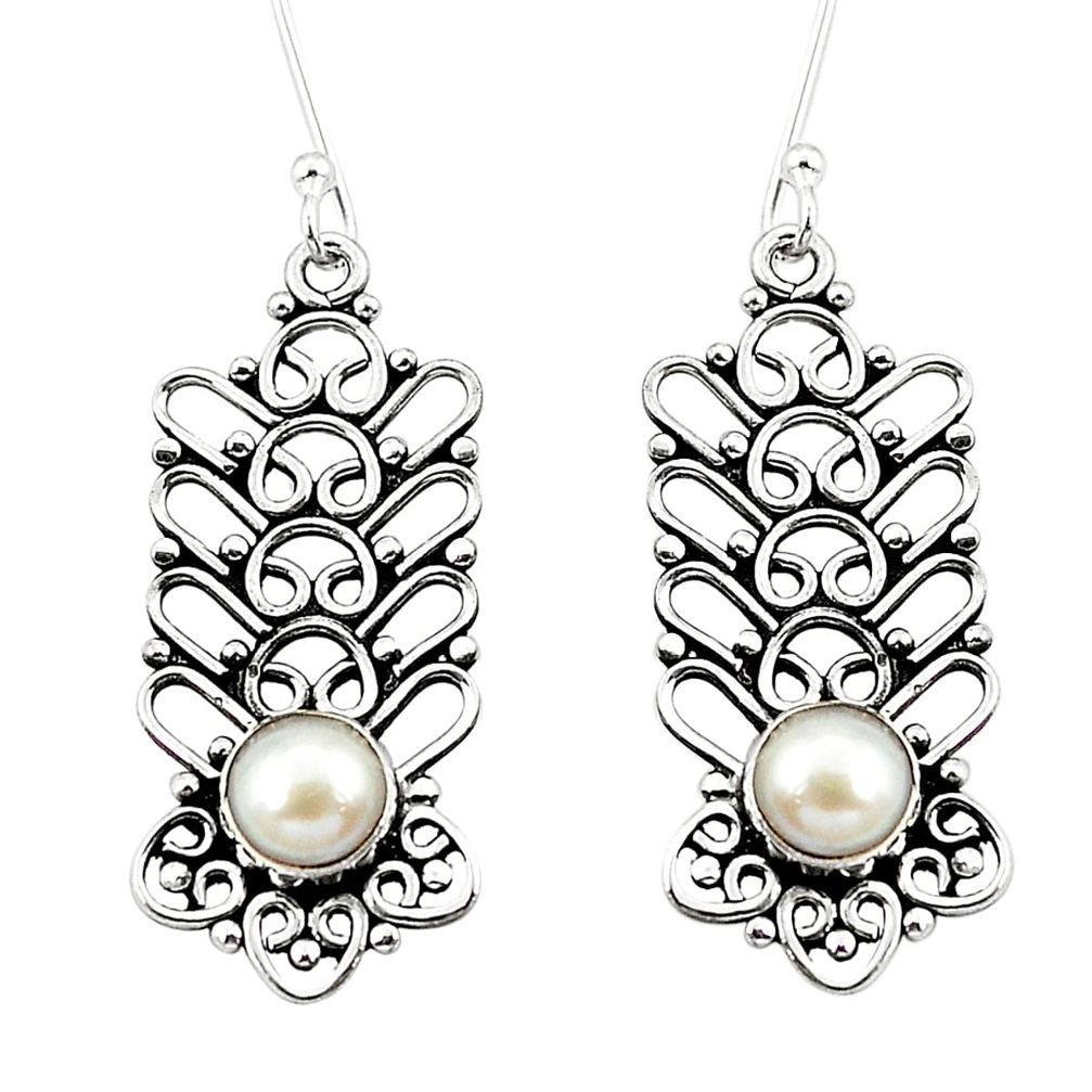 Natural white pearl 925 sterling silver dangle earrings jewelry m42783