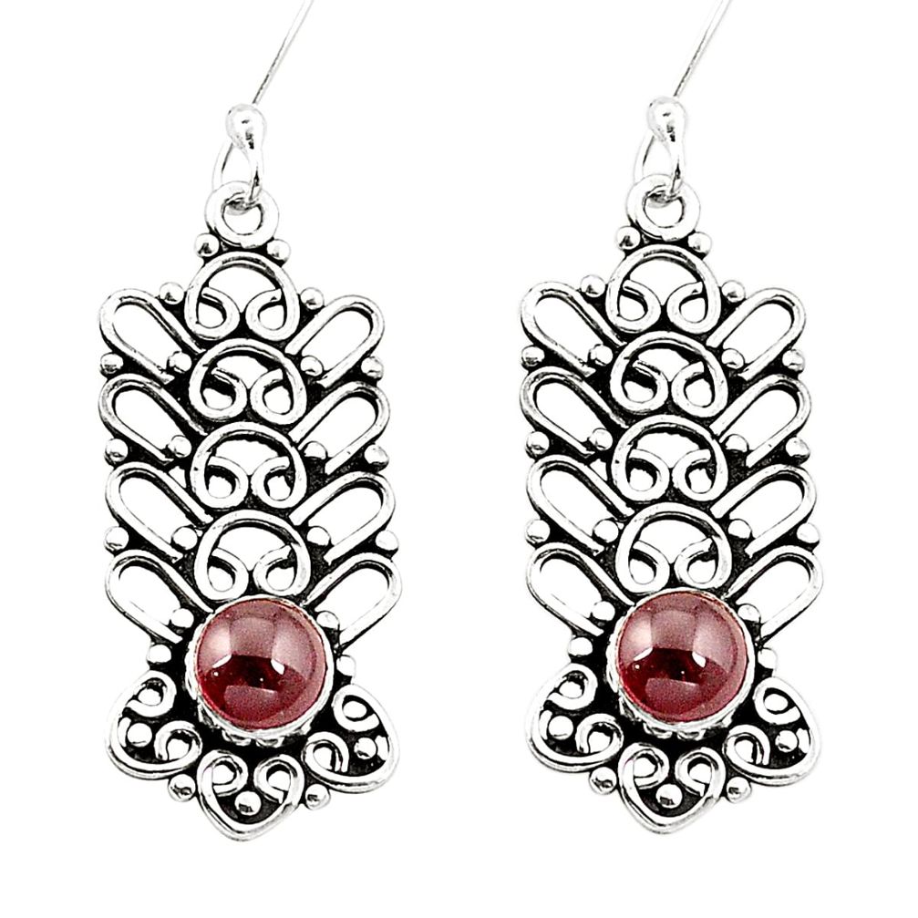 Natural red garnet 925 sterling silver dangle earrings jewelry m42792