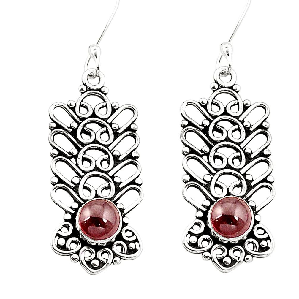 Natural red garnet 925 sterling silver dangle earrings jewelry m42793
