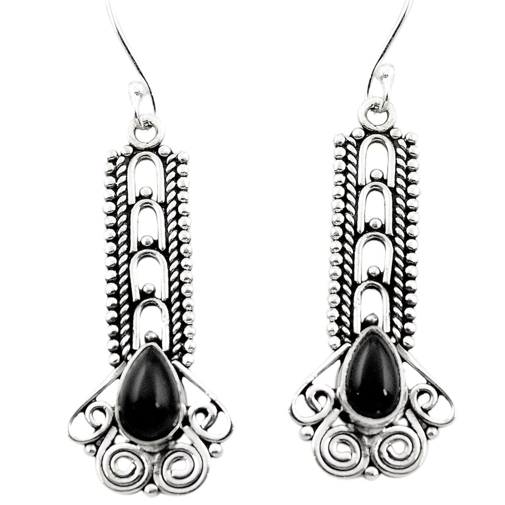 Natural black onyx 925 sterling silver dangle earrings jewelry m42807