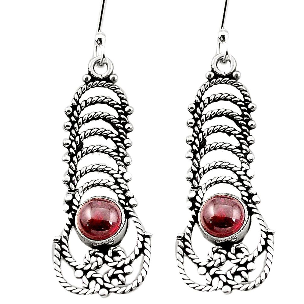Natural red garnet 925 sterling silver dangle earrings jewelry m42872