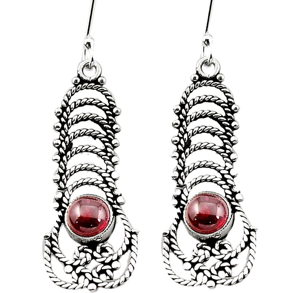 Natural red garnet 925 sterling silver dangle earrings jewelry m42873