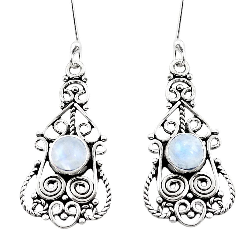 Natural rainbow moonstone 925 sterling silver dangle earrings m42881