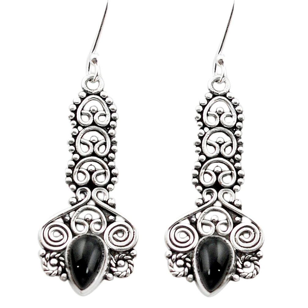 Natural black onyx 925 sterling silver dangle earrings jewelry m42906