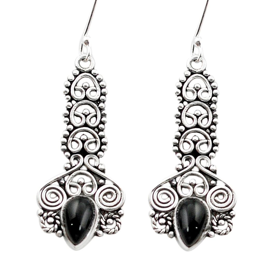 Natural black onyx 925 sterling silver dangle earrings jewelry m42908