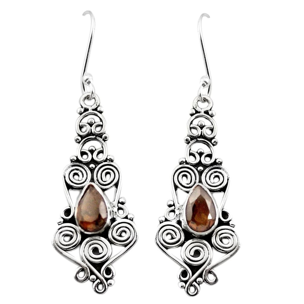 Brown smoky topaz 925 sterling silver dangle earrings jewelry m42928