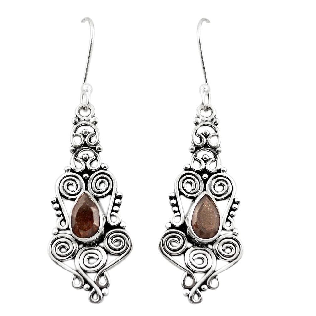 Brown smoky topaz 925 sterling silver dangle earrings jewelry m42929