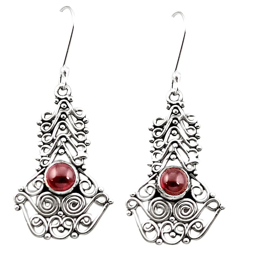 Natural red garnet 925 sterling silver dangle earrings jewelry m42945