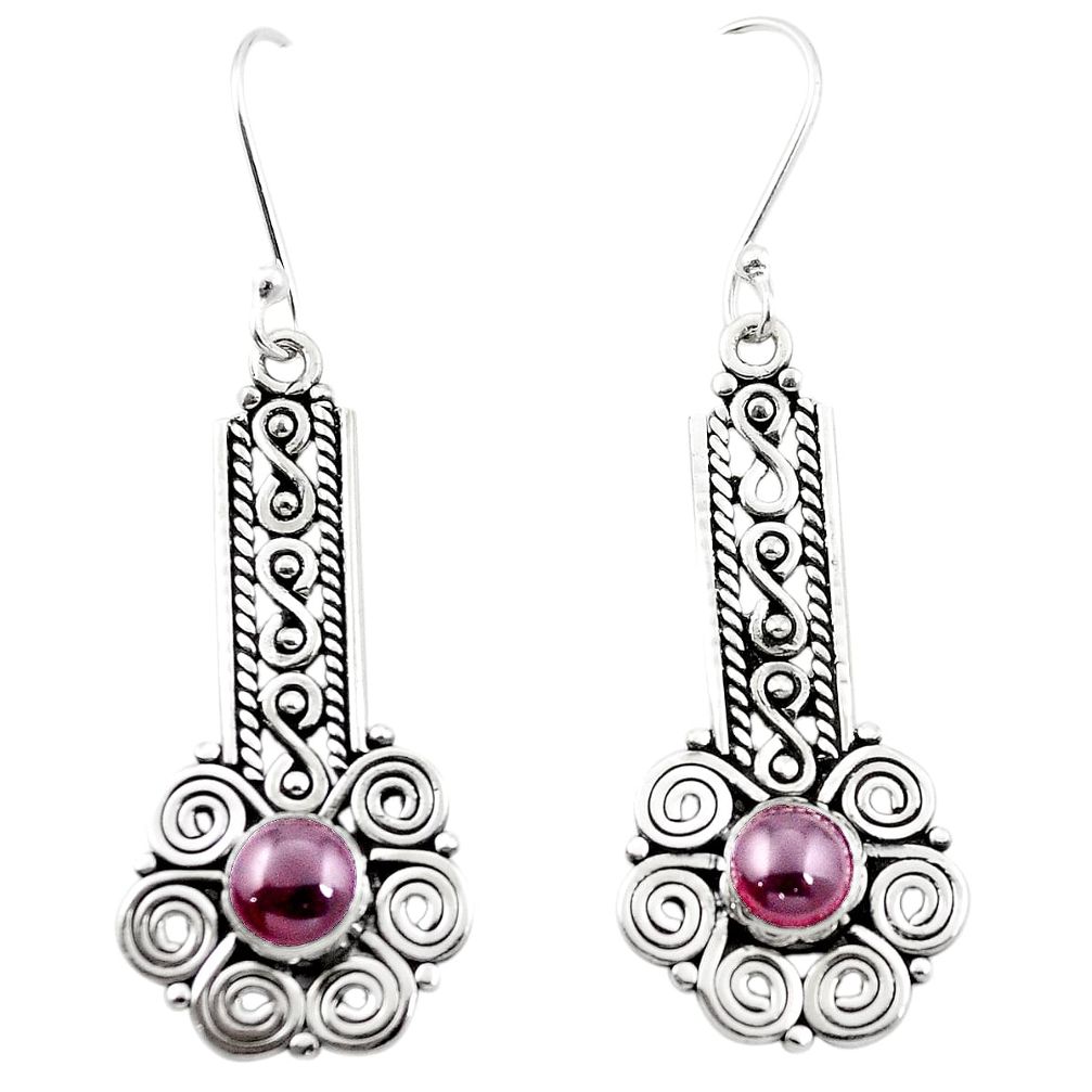 Natural red garnet 925 sterling silver dangle earrings jewelry m42961