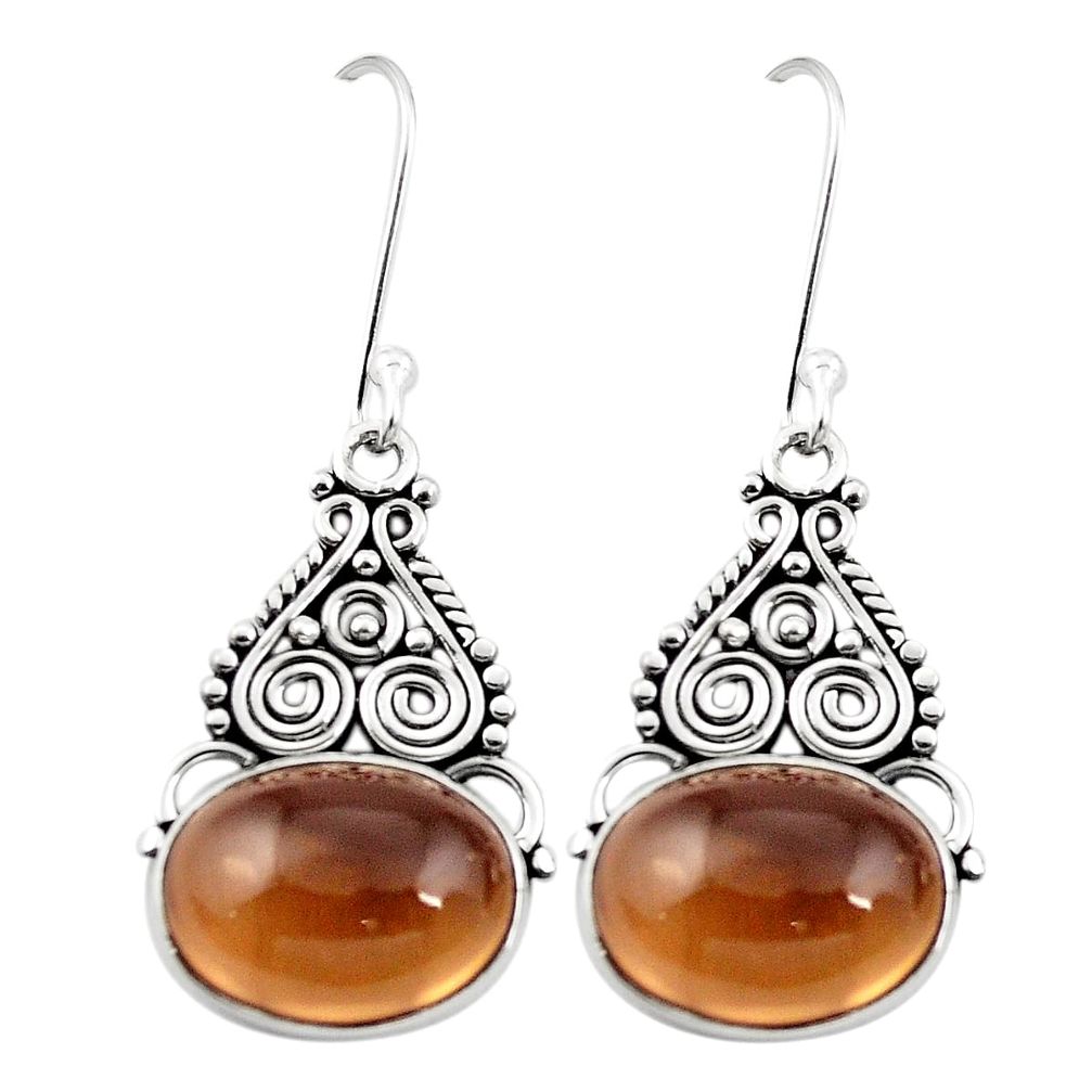 Brown smoky topaz 925 sterling silver dangle earrings jewelry m43218