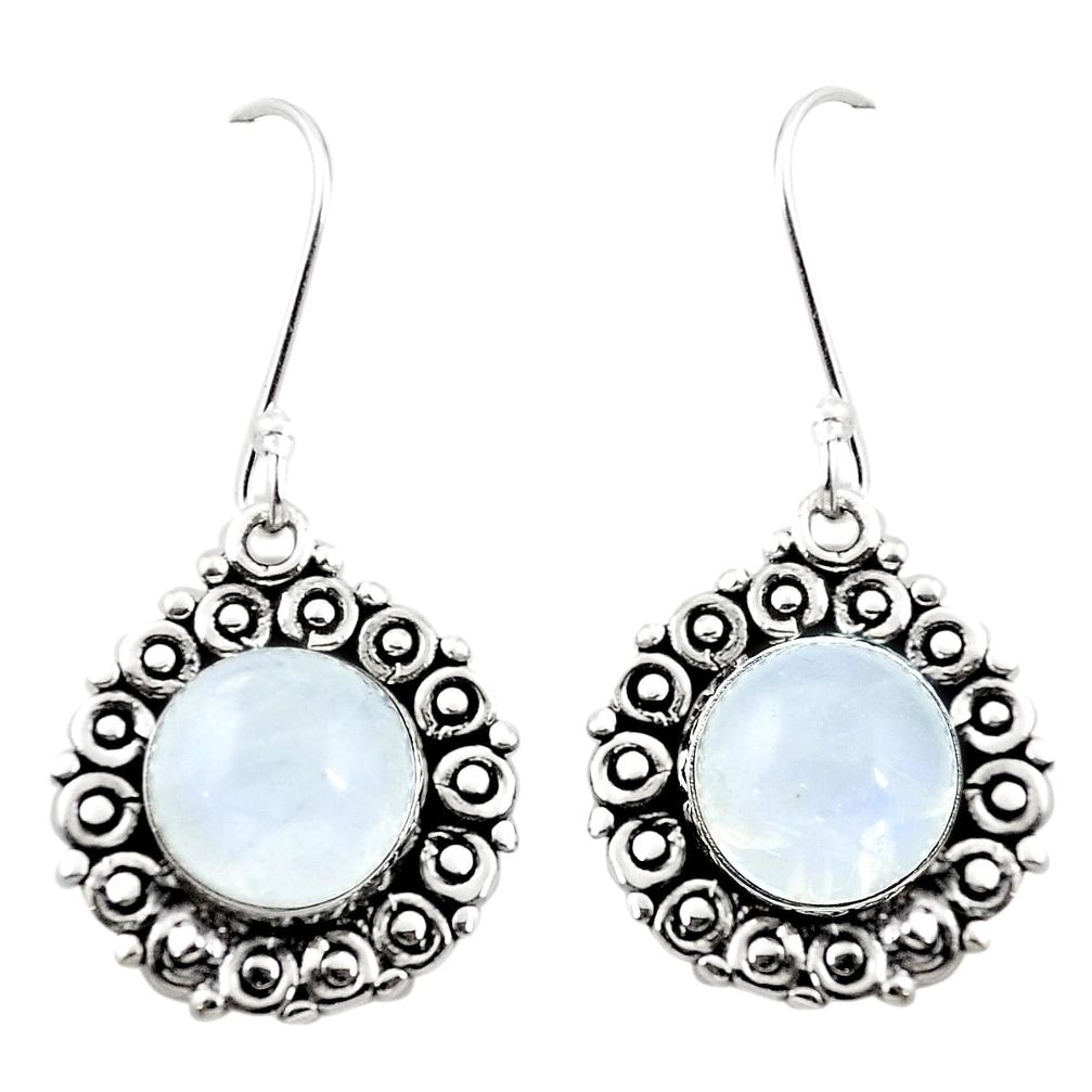 Natural rainbow moonstone 925 sterling silver dangle earrings m43251