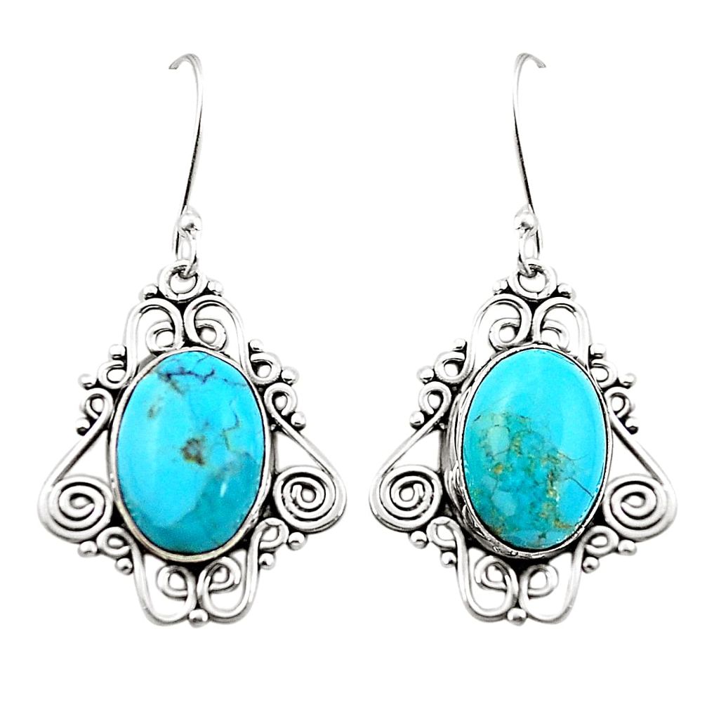 Blue arizona mohave turquoise 925 silver dangle earrings m43263