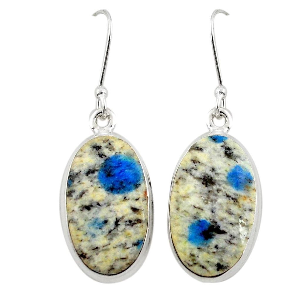 925 silver natural k2 blue (azurite in quartz) dangle earrings jewelry m44149