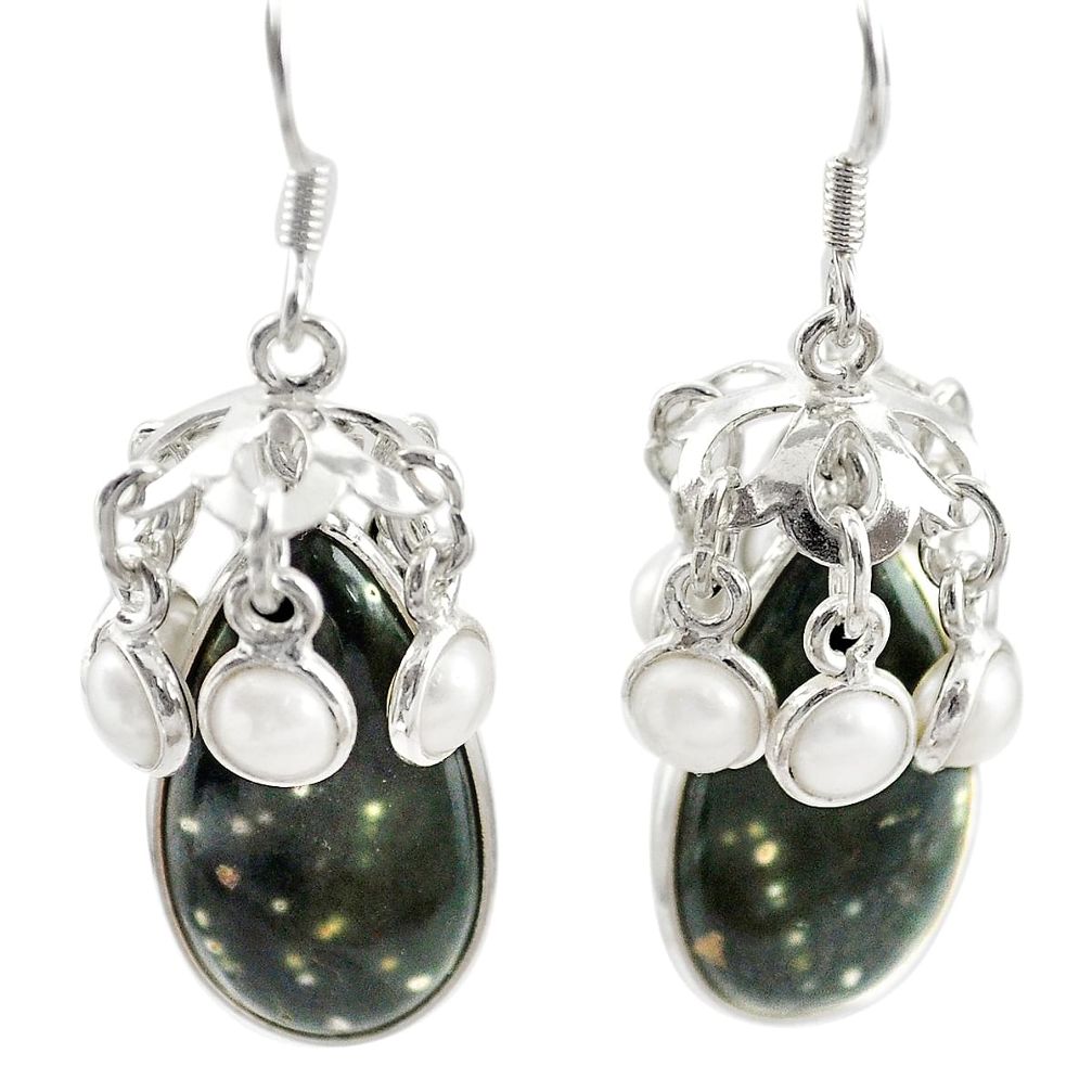 925 silver natural multi color ocean sea jasper (madagascar) earrings m44160