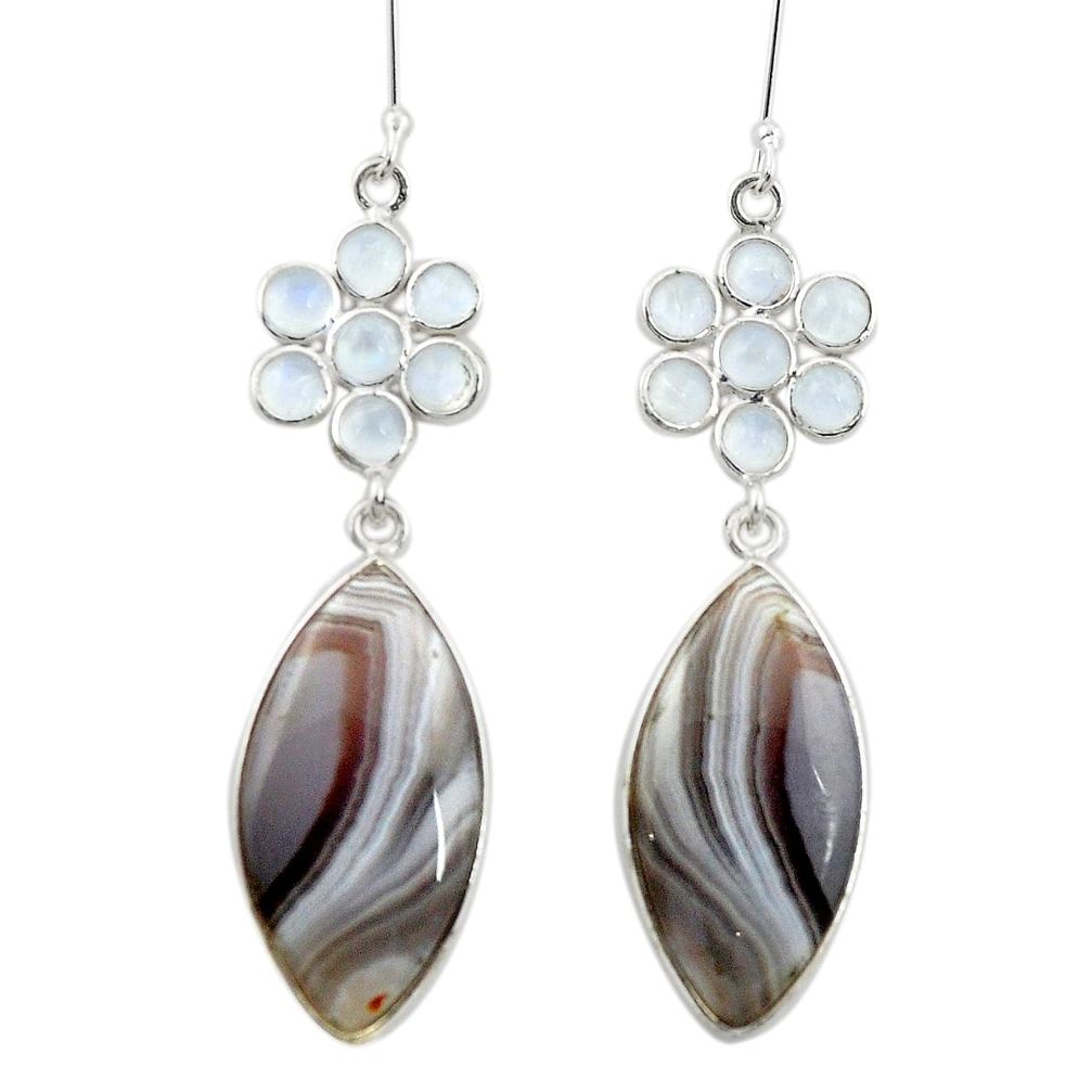 Natural brown botswana agate 925 silver dangle earrings jewelry m44173