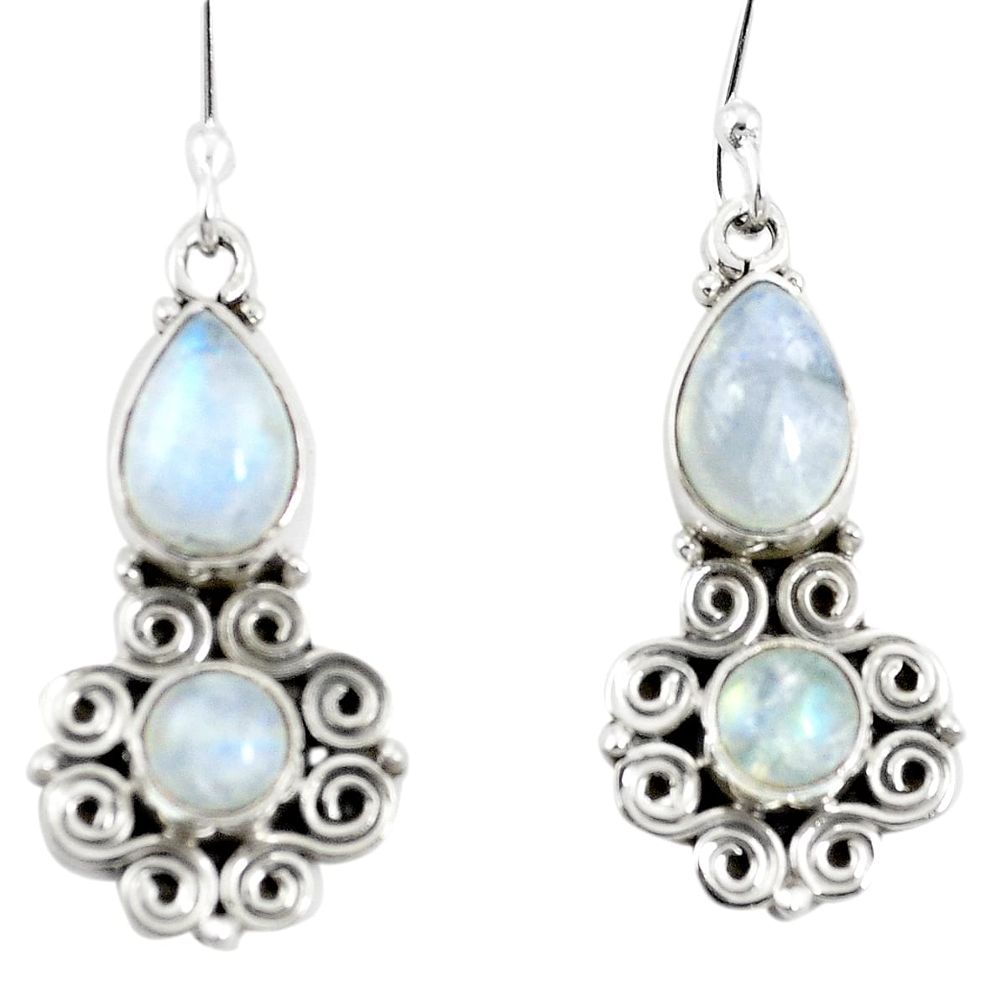 Natural rainbow moonstone 925 sterling silver earrings jewelry m44456