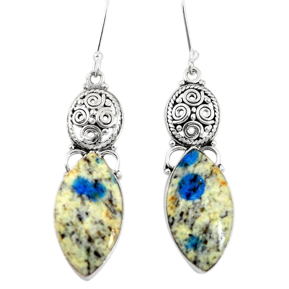 925 silver natural k2 blue (azurite in quartz) dangle earrings jewelry m45080