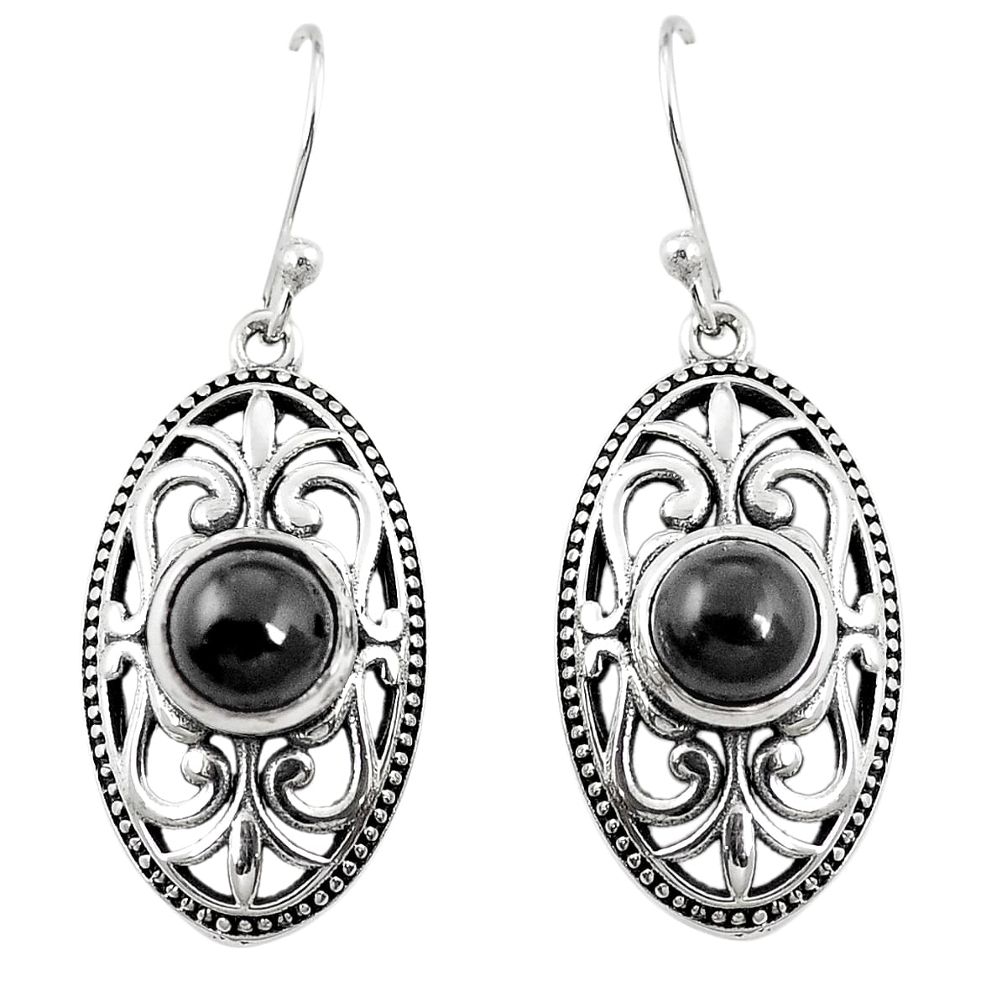 Natural black onyx 925 sterling silver dangle earrings jewelry m46099