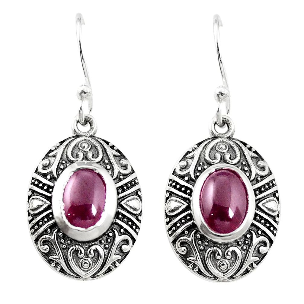 Natural red garnet 925 sterling silver dangle earrings jewelry m46251