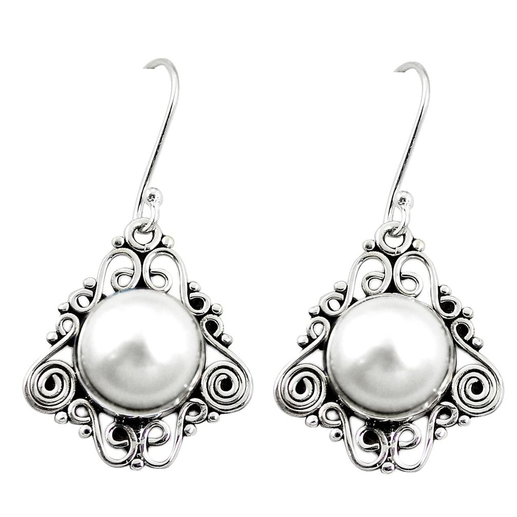 Natural white pearl 925 sterling silver dangle earrings jewelry m46389