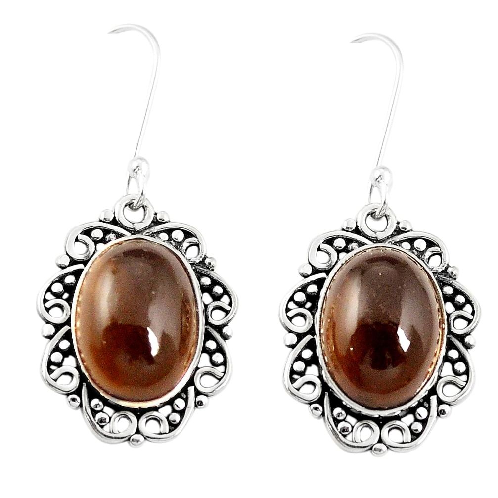 Brown smoky topaz 925 sterling silver dangle earrings jewelry m46419