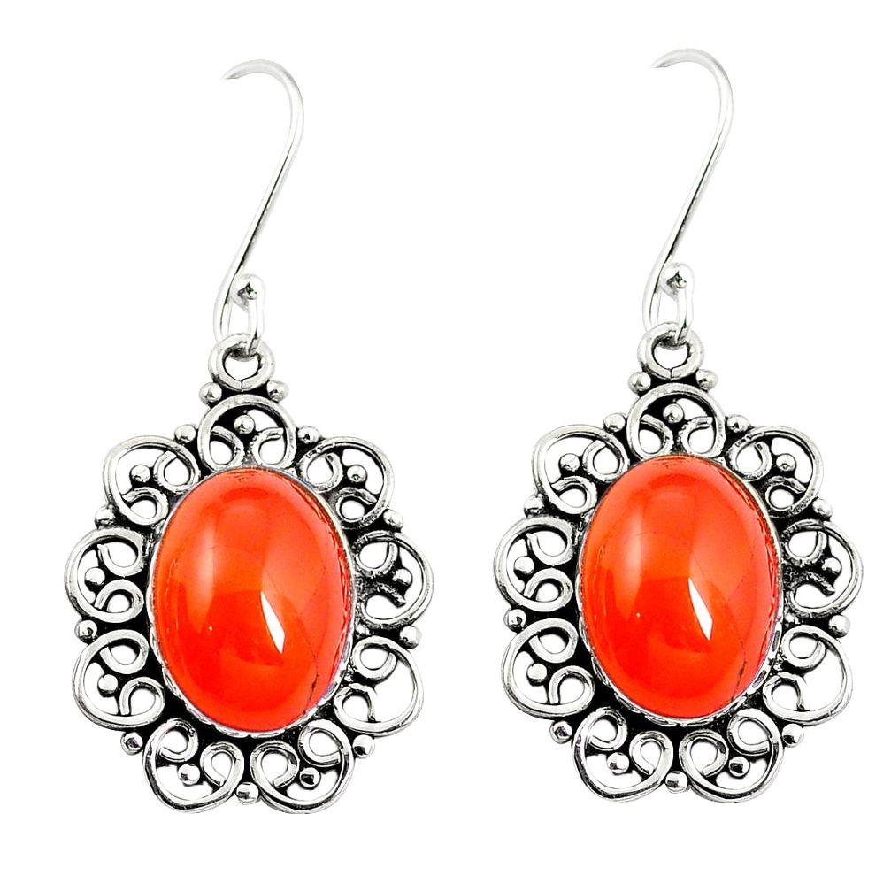 Natural orange onyx 925 sterling silver dangle earrings jewelry m46439