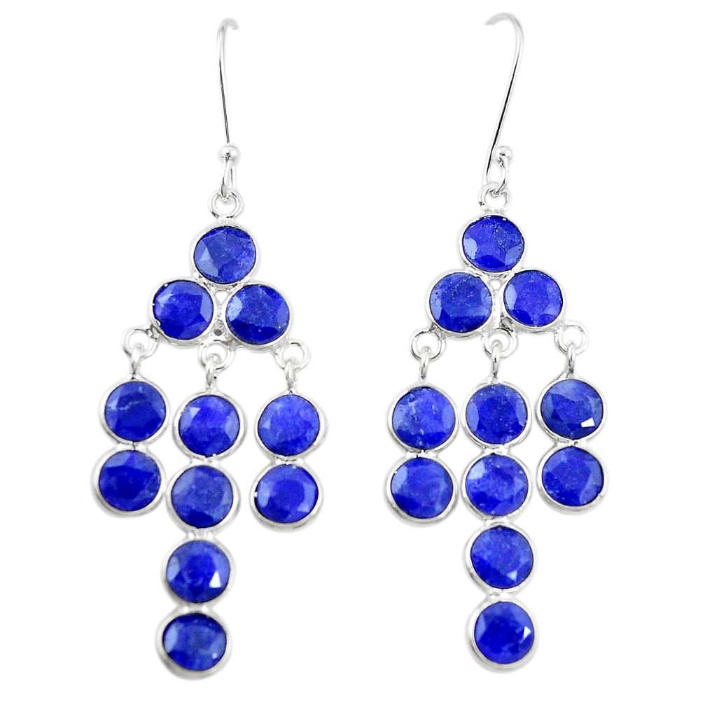 Natural blue sapphire 925 sterling silver chandelier earrings m46532