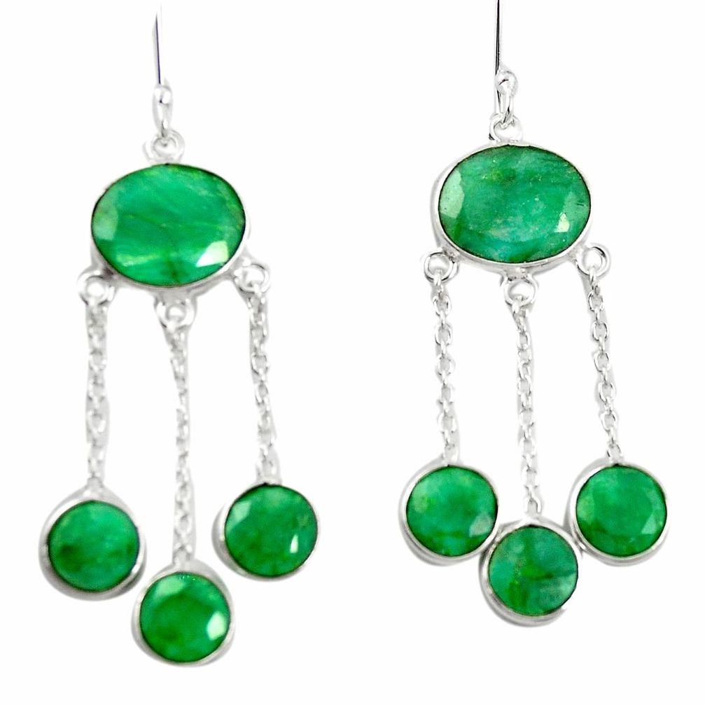 Natural green emerald 925 sterling silver chandelier earrings m46672