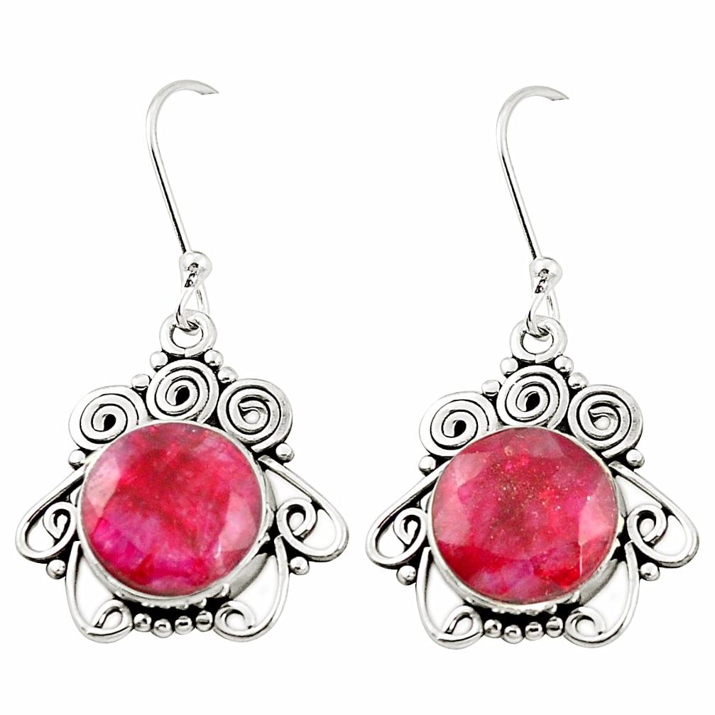 Natural red ruby 925 sterling silver earrings jewelry m47407