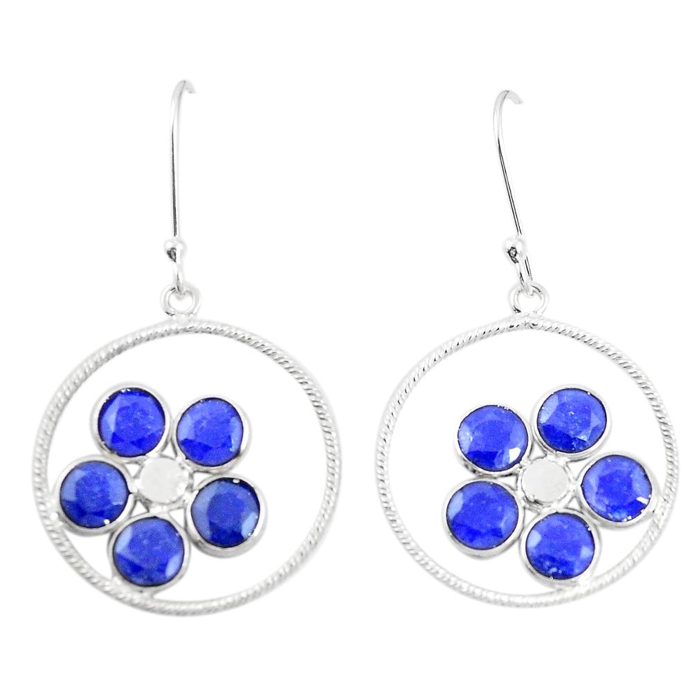 Natural blue sapphire 925 sterling silver dangle earrings jewelry m47433