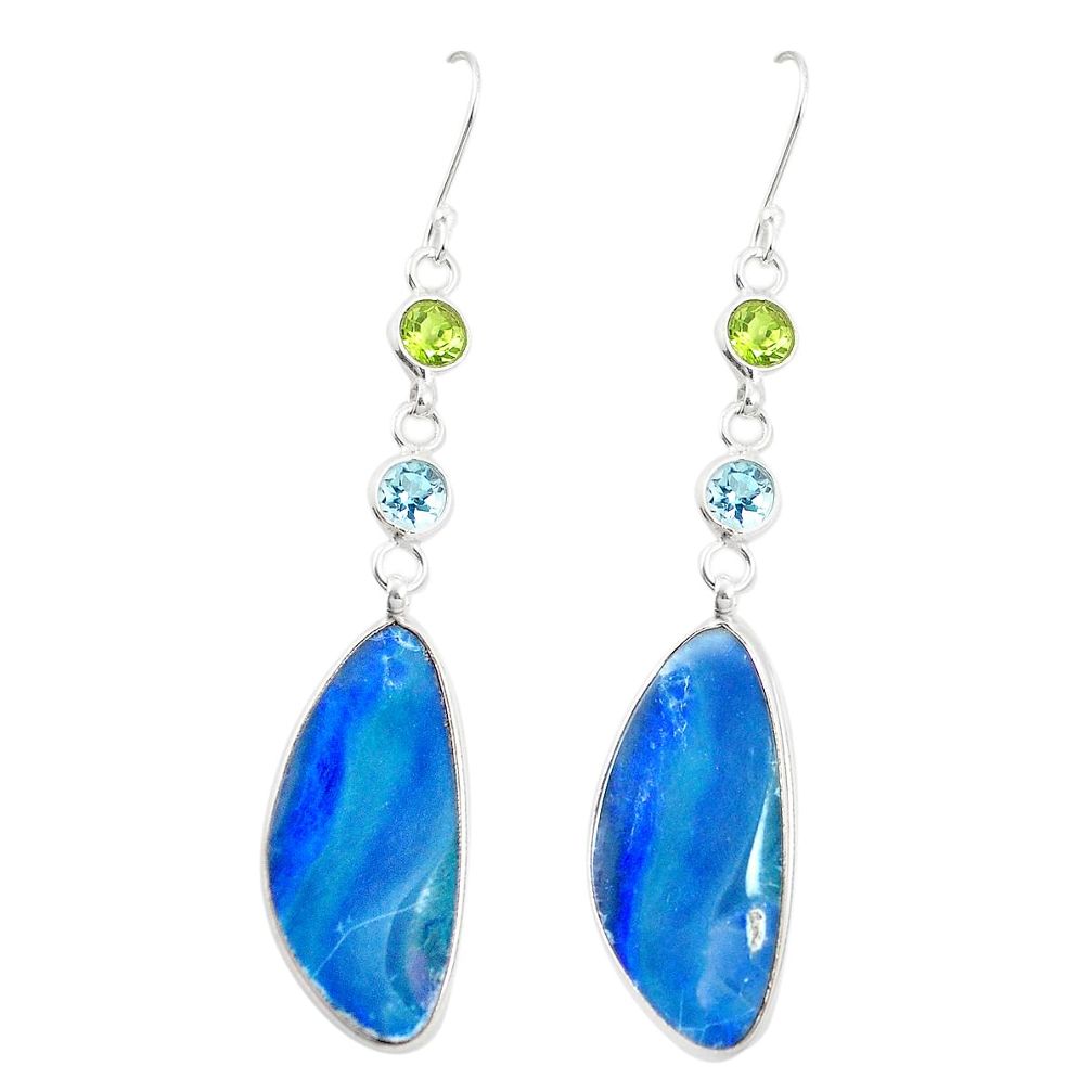 925 silver natural blue doublet opal australian dangle earrings m47473