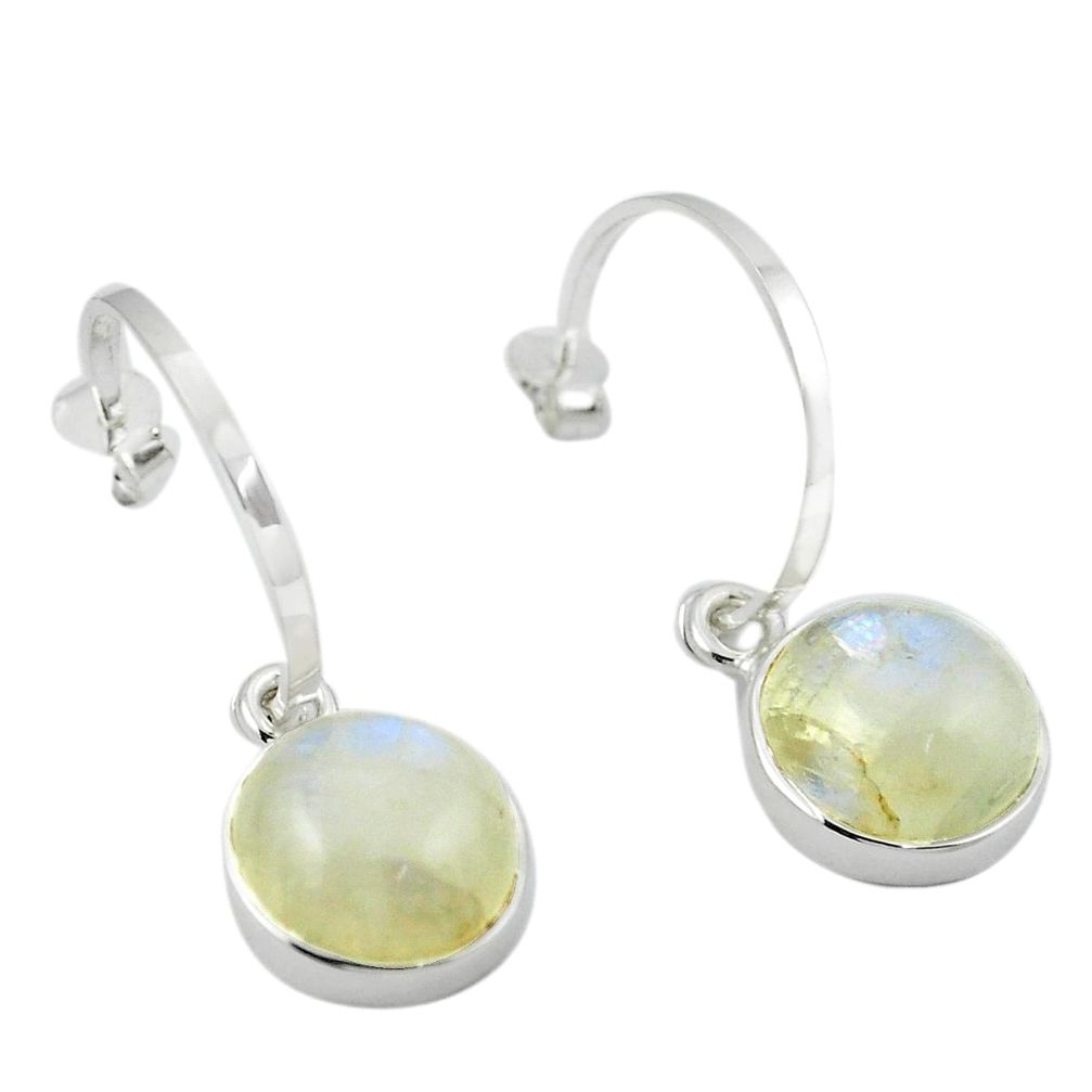 Natural rainbow moonstone 925 sterling silver dangle earrings m47672