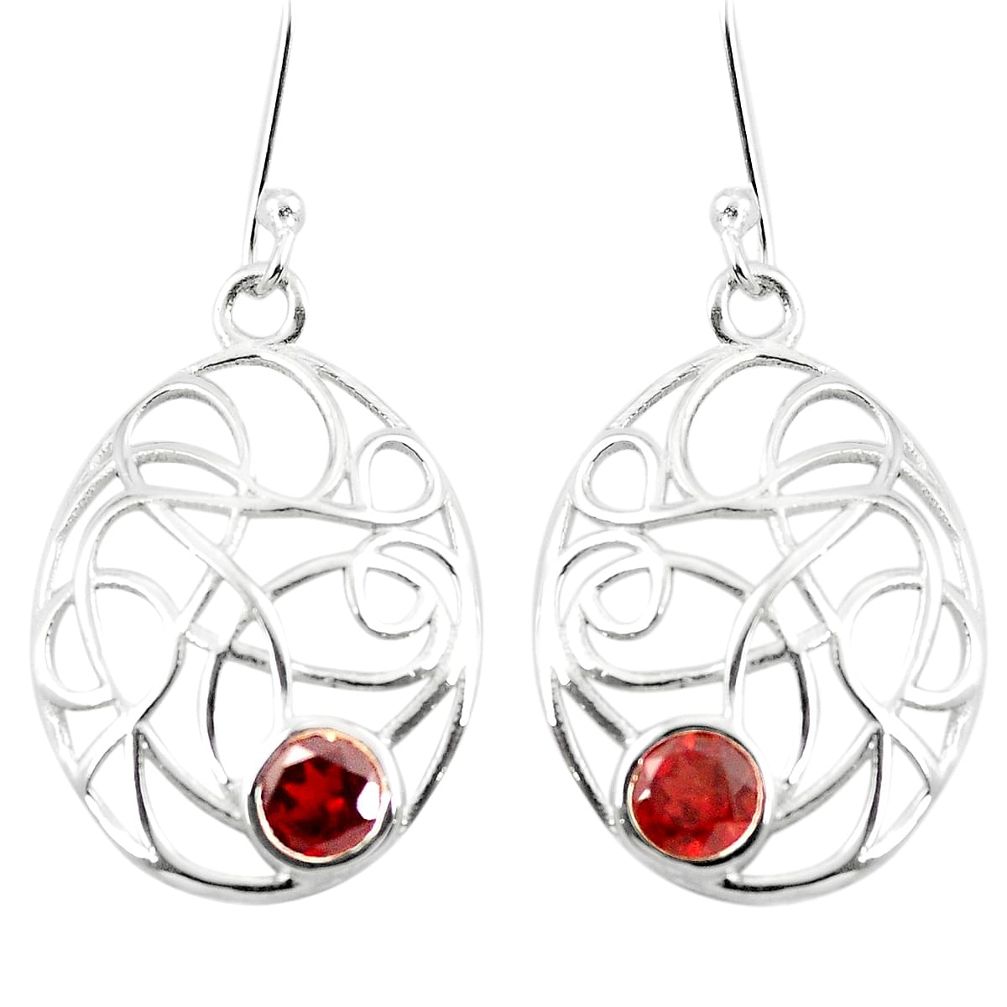 Natural red garnet 925 sterling silver dangle earrings jewelry m48498