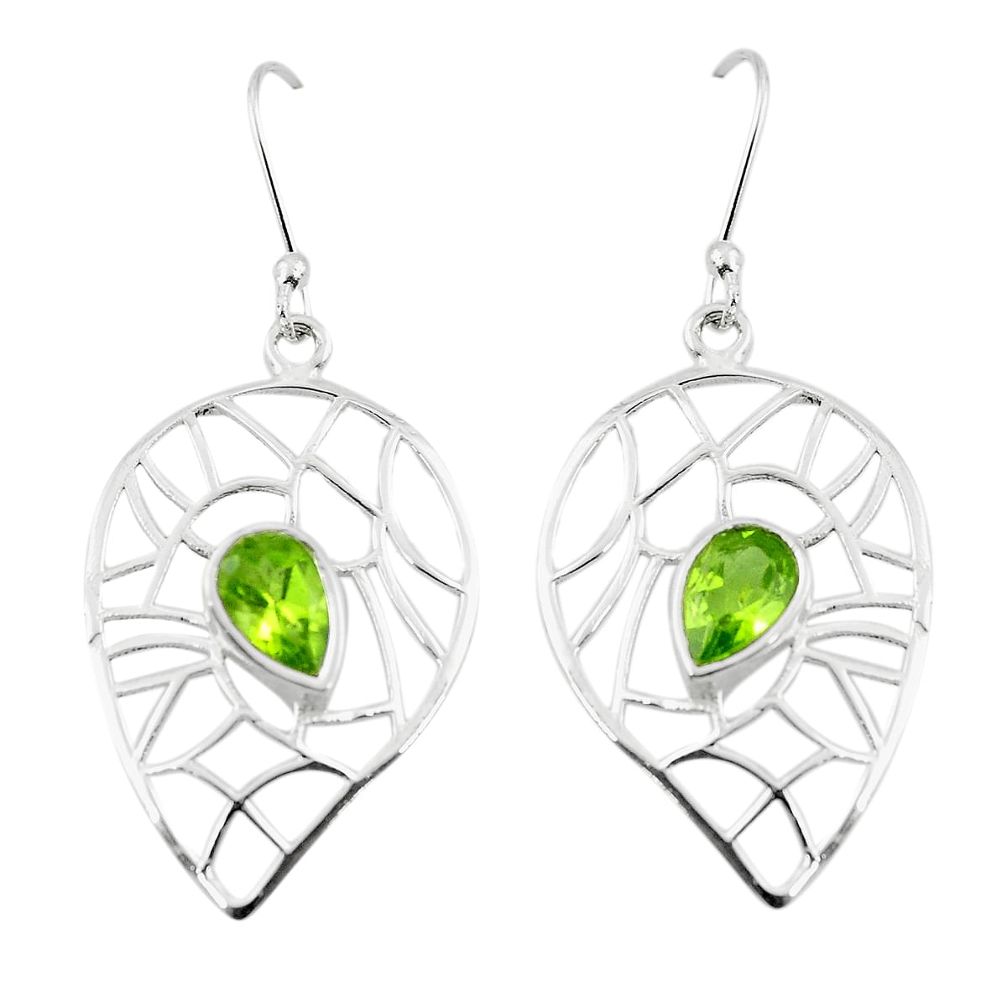 Natural green peridot 925 sterling silver dangle earrings jewelry m48509