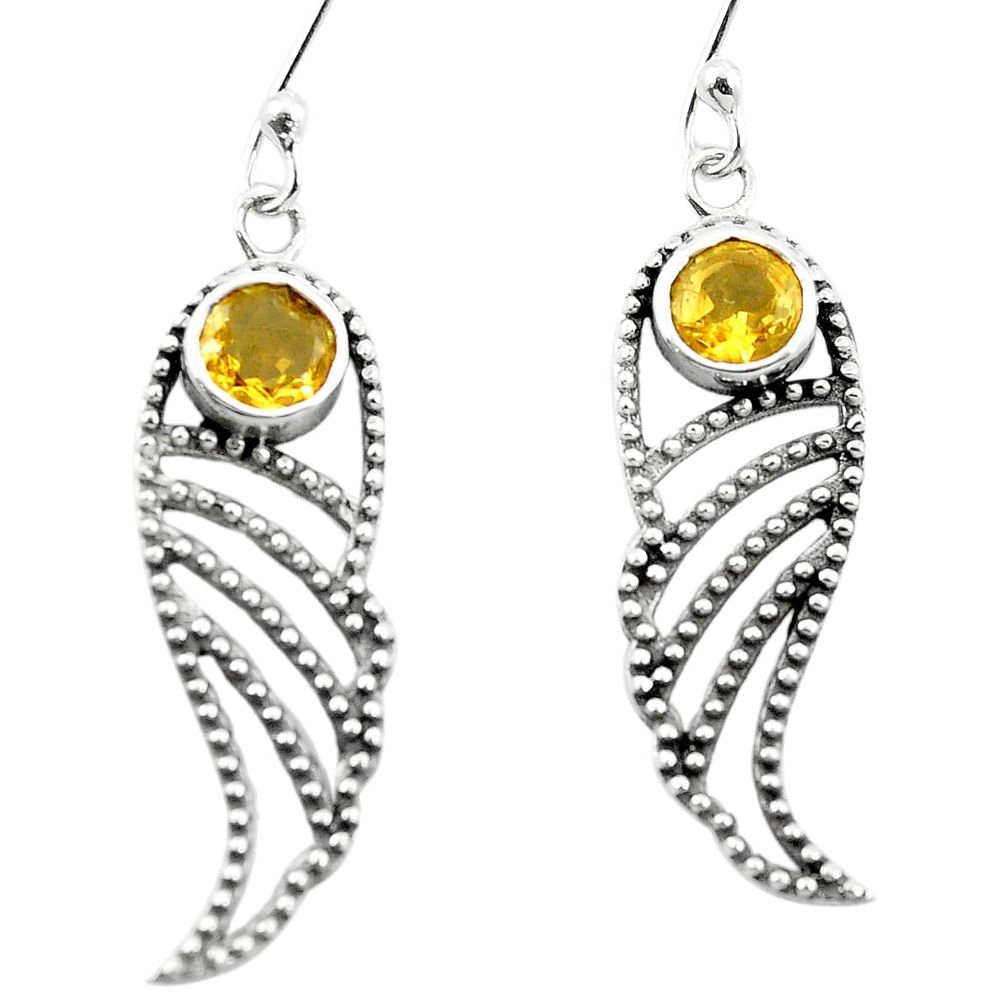 Natural yellow citrine 925 sterling silver dangle earrings m48511