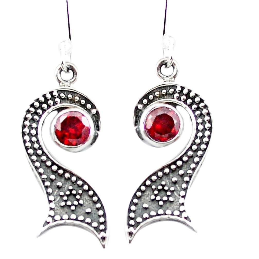 Natural red garnet 925 sterling silver dangle earrings jewelry m48548