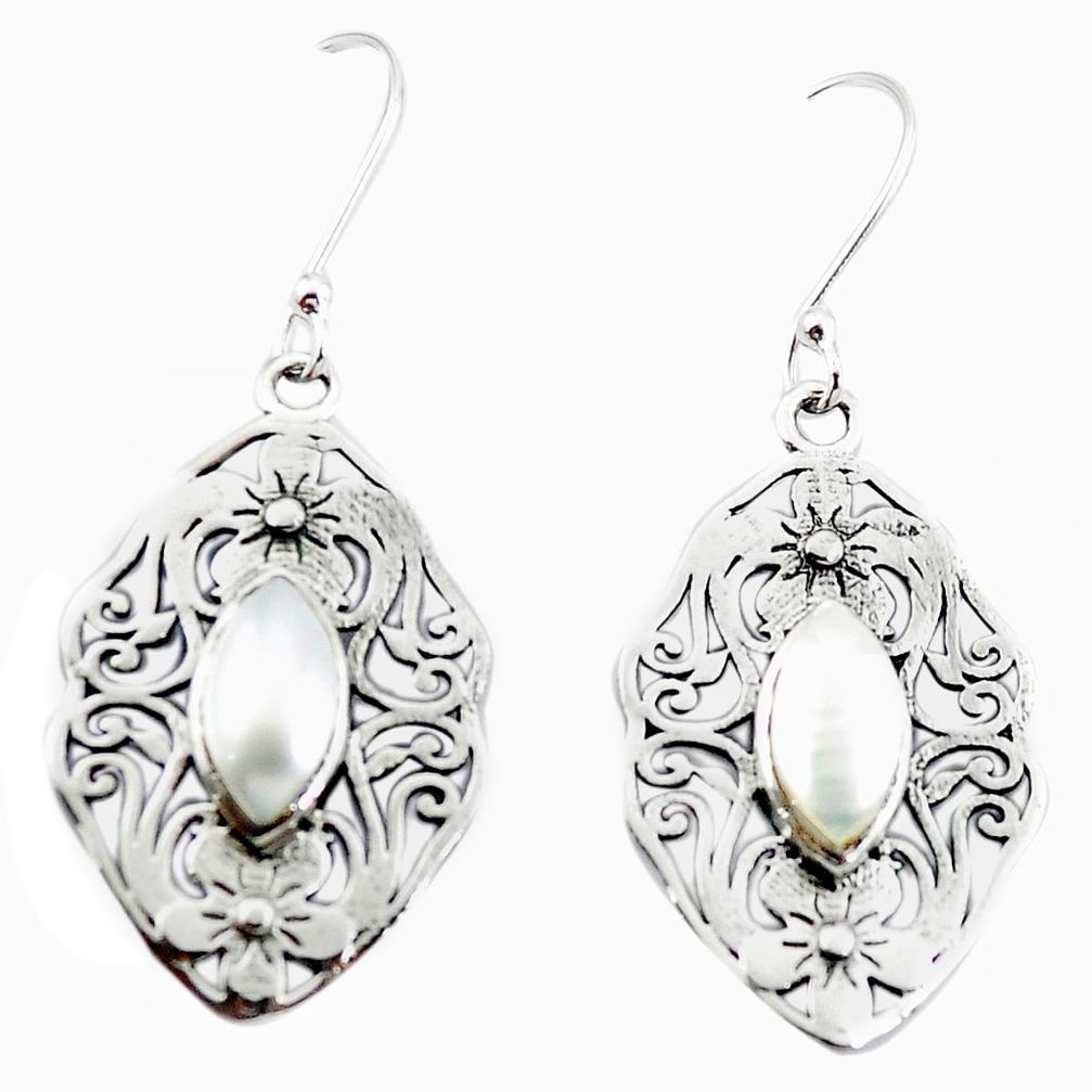 Natural white pearl 925 sterling silver dangle earrings jewelry m48560