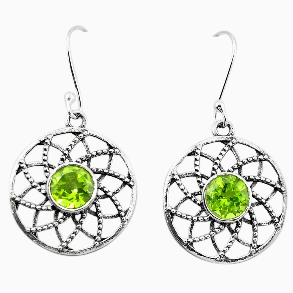 Natural green peridot 925 sterling silver dangle earrings jewelry m48590