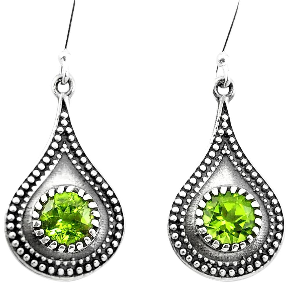 Natural green peridot 925 sterling silver dangle earrings jewelry m48591