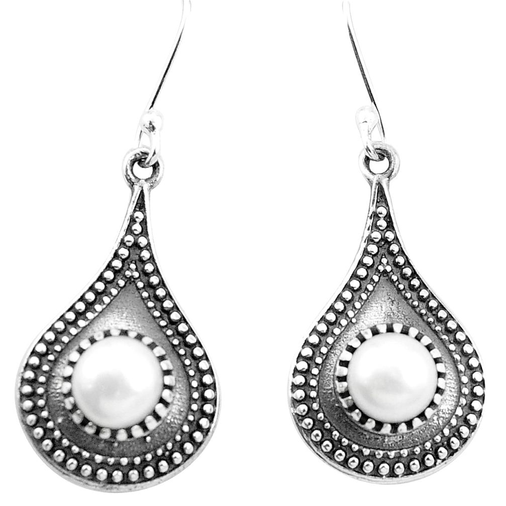 Natural white pearl 925 sterling silver dangle earrings jewelry m48595