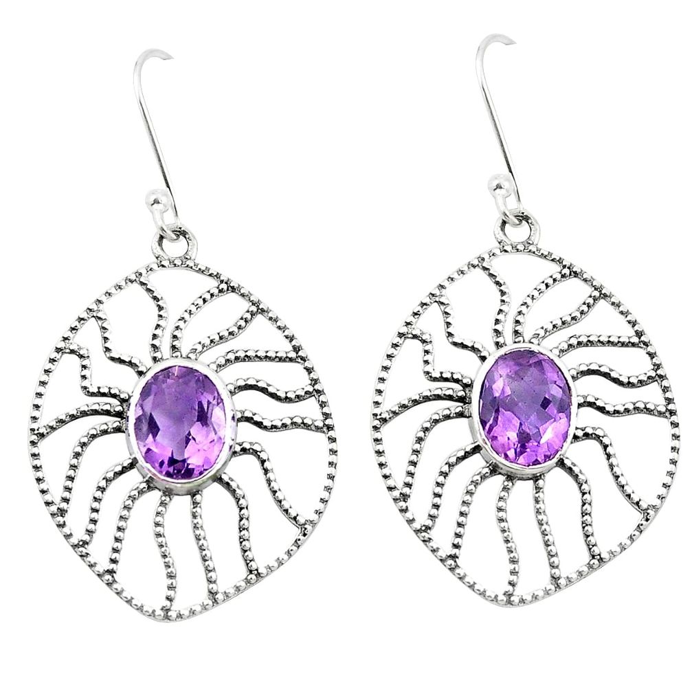 925 sterling silver natural purple amethyst dangle earrings m48644