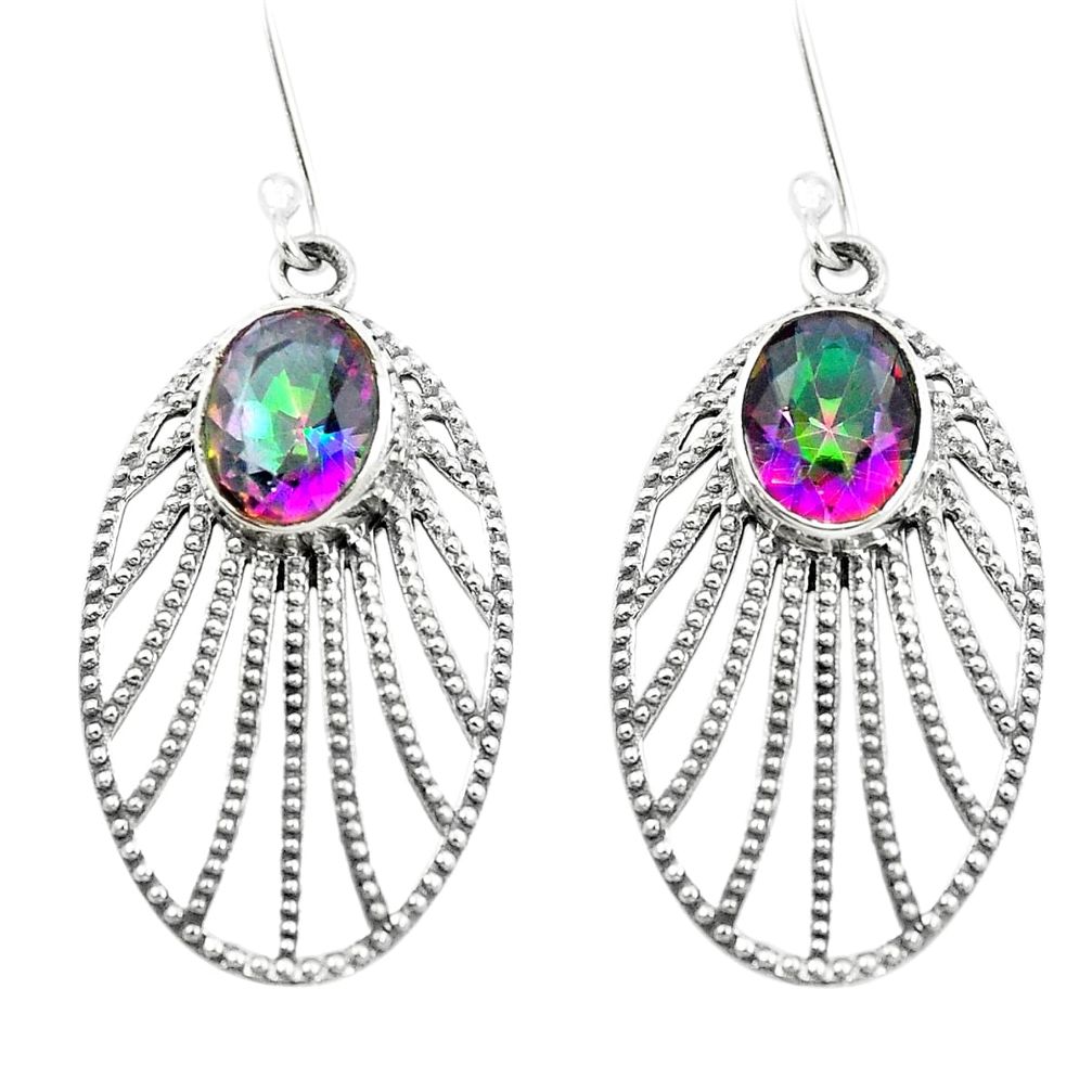 Multi color rainbow topaz 925 sterling silver dangle earrings m48676