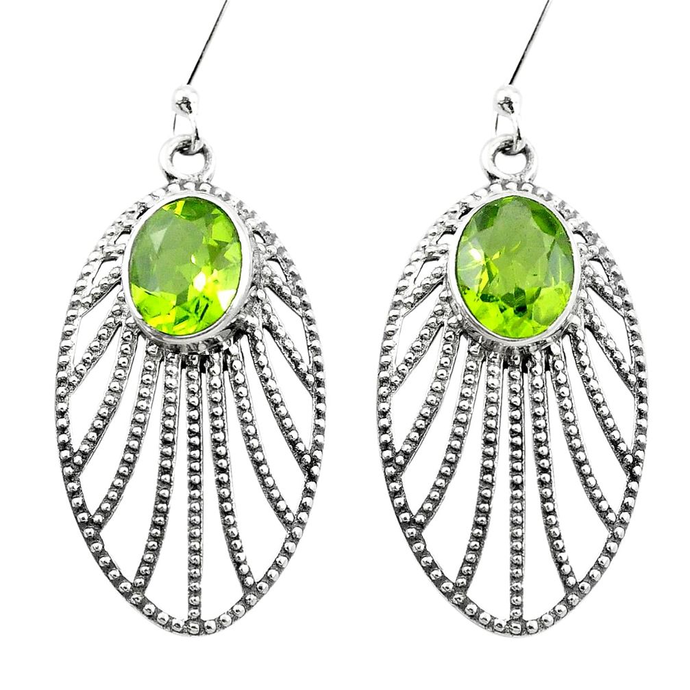 Natural green peridot 925 sterling silver dangle earrings jewelry m48677