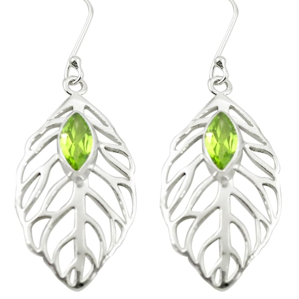 Natural green peridot 925 sterling silver dangle earrings jewelry m48695