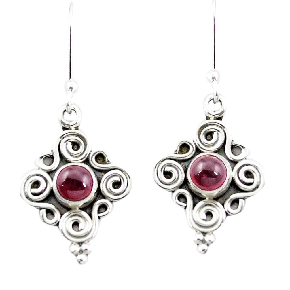 Natural red garnet 925 sterling silver dangle earrings jewelry m48797